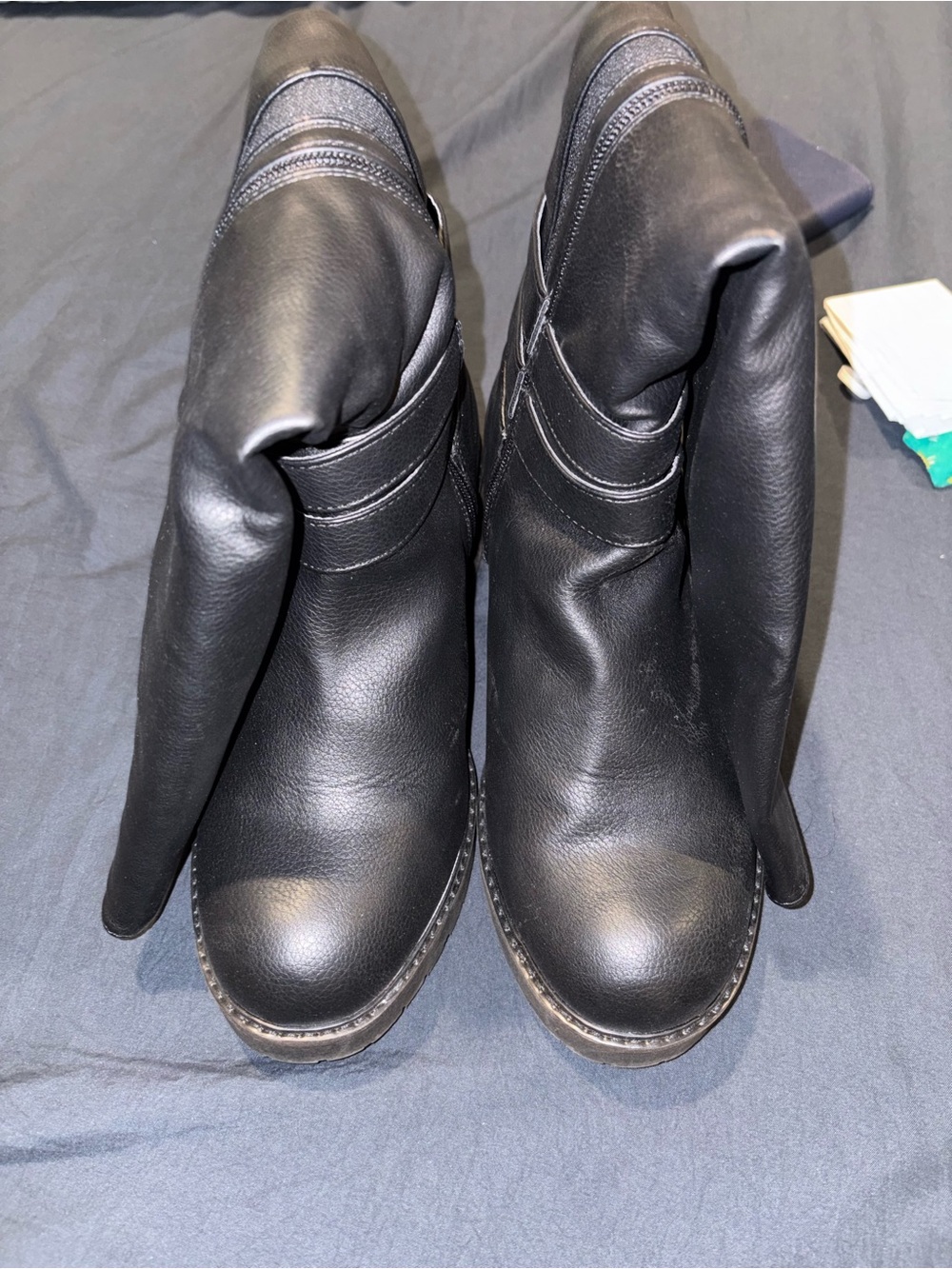 torrid Black Fold-Over Leather Ankle Heeled Boots